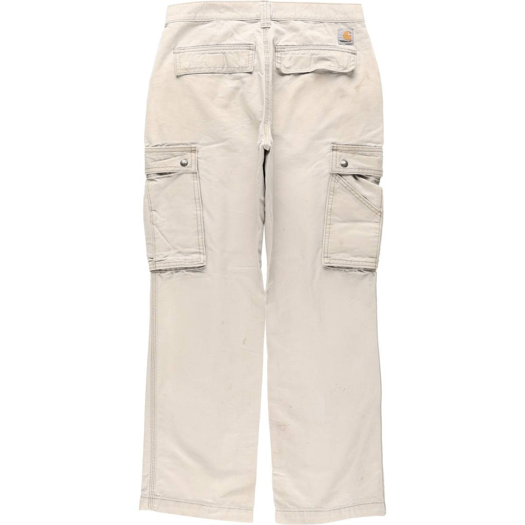 Carhartt Relaxed Fit Duck Cargo Work Pants, Men's Size W32 (approx.) cotton Beige type Vintage Second Hand
