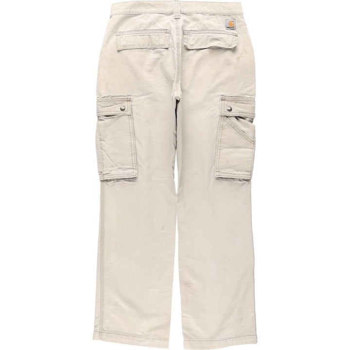 Carhartt Relaxed Fit Duck Cargo Work Pants, Men's Size W32 (approx.) cotton Beige type Vintage Second Hand