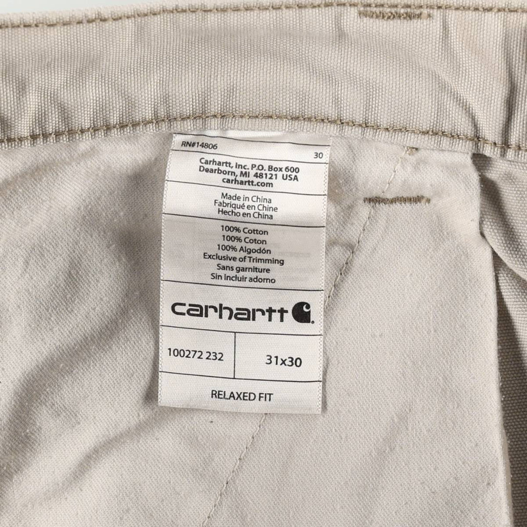 Carhartt Relaxed Fit Duck Cargo Work Pants, Men's Size W32 (approx.) cotton Beige type Vintage Second Hand