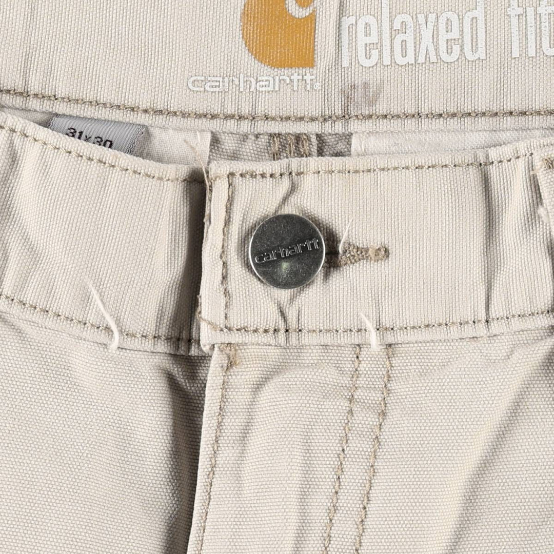 Carhartt Relaxed Fit Duck Cargo Work Pants, Men's Size W32 (approx.) cotton Beige type Vintage Second Hand