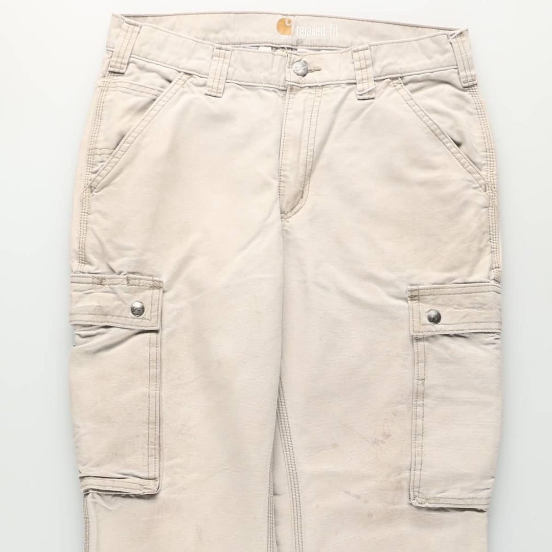 Carhartt Relaxed Fit Duck Cargo Work Pants, Men's Size W32 (approx.) cotton Beige type Vintage Second Hand