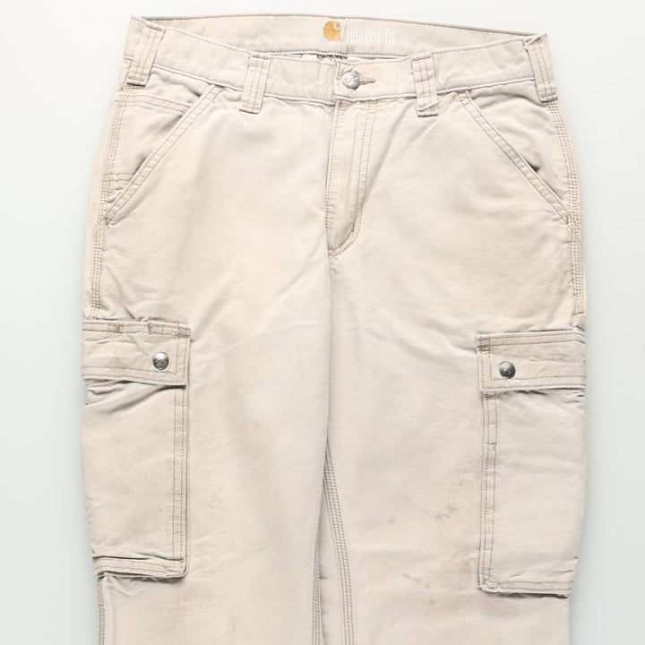 Carhartt Relaxed Fit Duck Cargo Work Pants, Men's Size W32 (approx.) cotton Beige type Vintage Second Hand