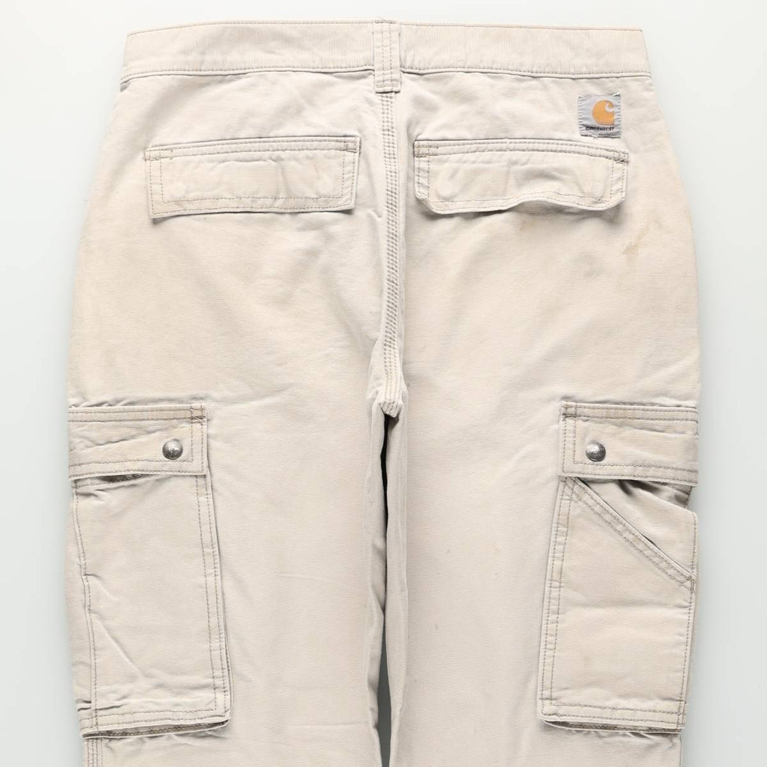 Carhartt Relaxed Fit Duck Cargo Work Pants, Men's Size W32 (approx.) cotton Beige type Vintage Second Hand