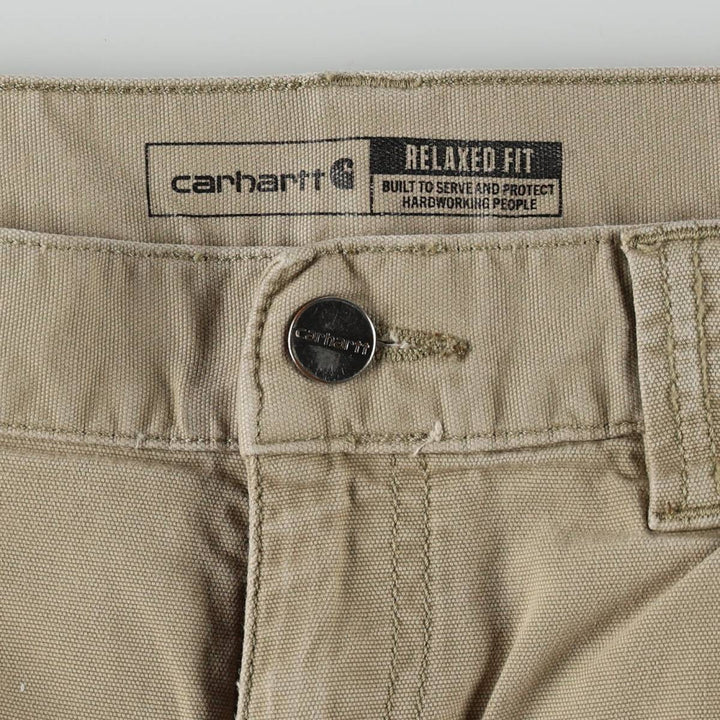 Carhartt Relaxed Fit Duck Work Pants Cargo Pants Men's W32 (approx.) cotton Beige type Vintage Second Hand