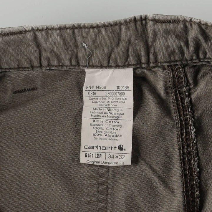 Carhartt Original Dungaree Fit Duck Painter Pants, Men's, W33 equivalent cotton Khaki type brown Vintage Second Hand