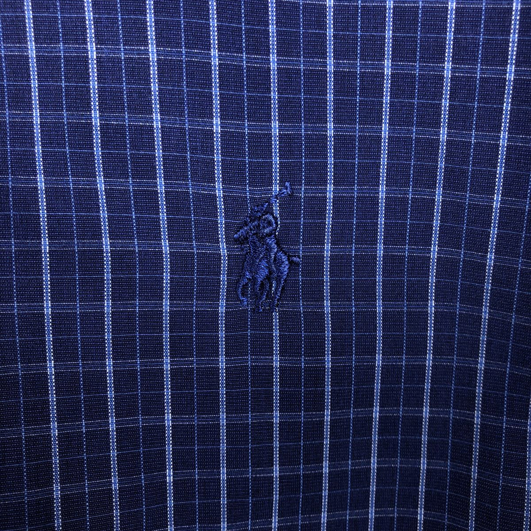 Ralph Lauren POLO by Ralph Lauren long-sleeved button-down check shirt, made in Canada, men's size L cotton blue type Vintage Second Hand