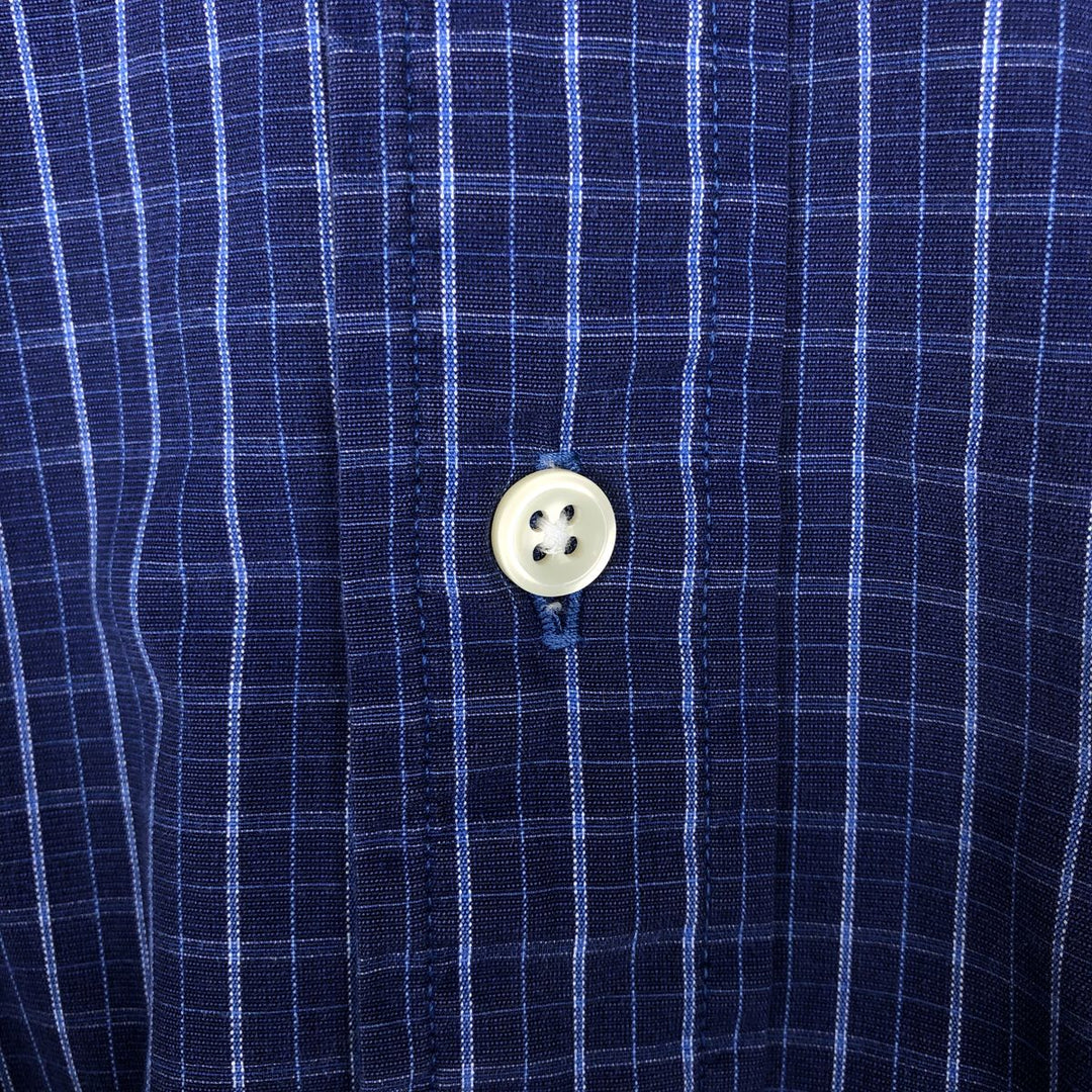 Ralph Lauren POLO by Ralph Lauren long-sleeved button-down check shirt, made in Canada, men's size L cotton blue type Vintage Second Hand