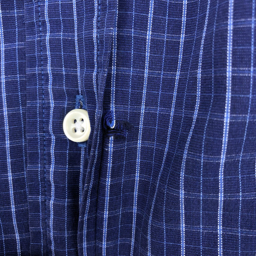 Ralph Lauren POLO by Ralph Lauren long-sleeved button-down check shirt, made in Canada, men's size L cotton blue type Vintage Second Hand