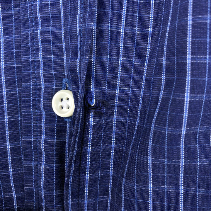 Ralph Lauren POLO by Ralph Lauren long-sleeved button-down check shirt, made in Canada, men's size L cotton blue type Vintage Second Hand