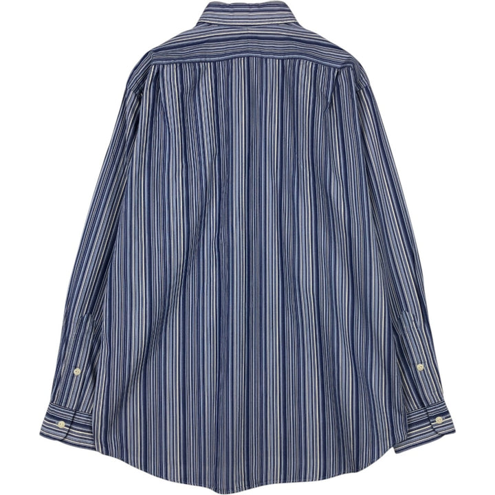 Ralph Lauren POLO by Ralph Lauren JEROME Long-Sleeve Striped Shirt, Men's Size M (approx.) cotton blue type Vintage Second Hand