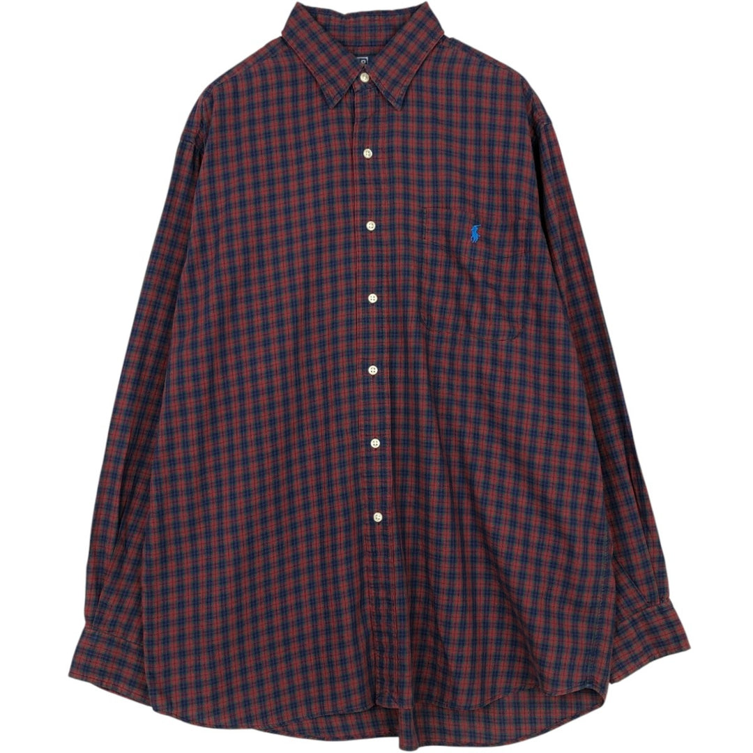 Ralph Lauren POLO by Ralph Lauren LOWELL SPORT Long-Sleeve Check Shirt, Men's Size L (approx.) cotton red type Vintage Second Hand