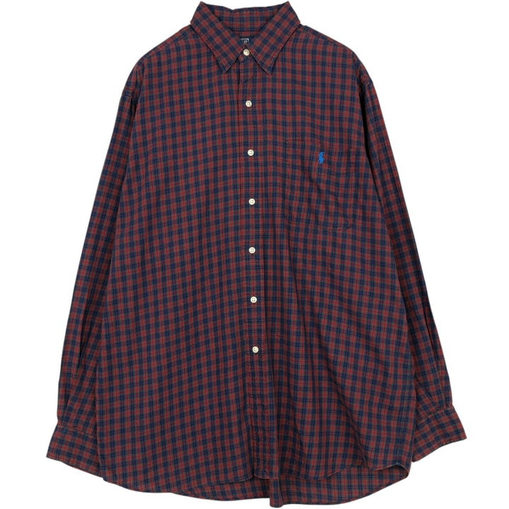 Ralph Lauren POLO by Ralph Lauren LOWELL SPORT Long-Sleeve Check Shirt, Men's Size L (approx.) cotton red type Vintage Second Hand