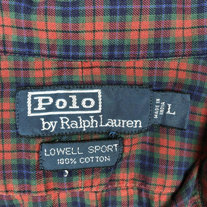 Ralph Lauren POLO by Ralph Lauren LOWELL SPORT Long-Sleeve Check Shirt, Men's Size L (approx.) cotton red type Vintage Second Hand