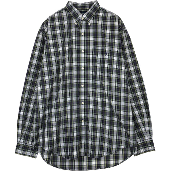 Ralph Lauren BARTLETT Long-Sleeve Button-Down Check Shirt, Men's Size L (approx.) cotton green type Vintage Second Hand