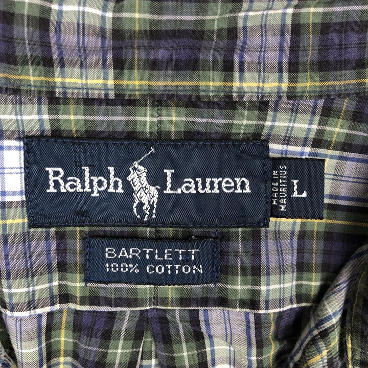 Ralph Lauren BARTLETT Long-Sleeve Button-Down Check Shirt, Men's Size L (approx.) cotton green type Vintage Second Hand