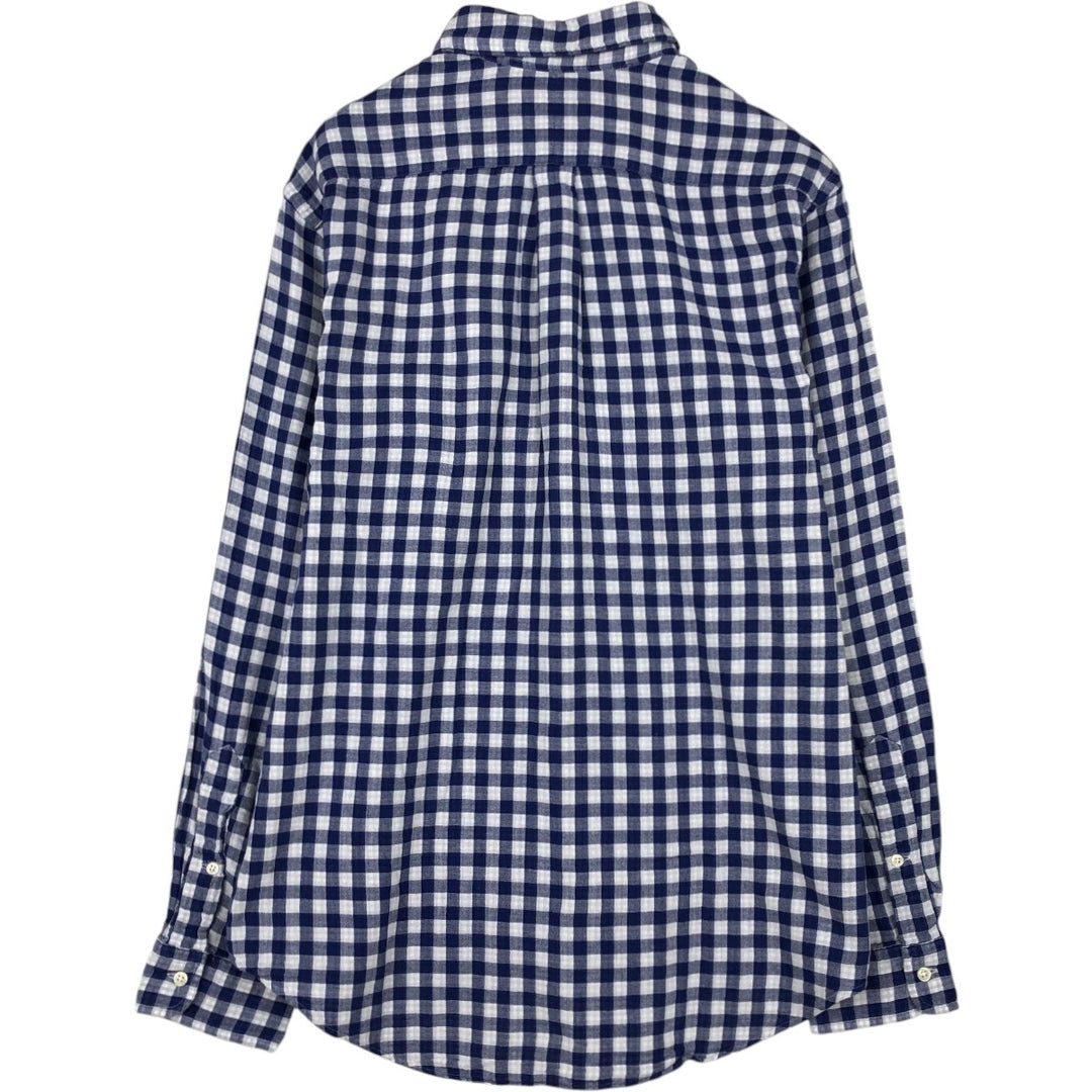 Ralph Lauren Gingham Check Long Sleeve Button-Down Check Shirt, Men's Size L cotton blue type Vintage Second Hand