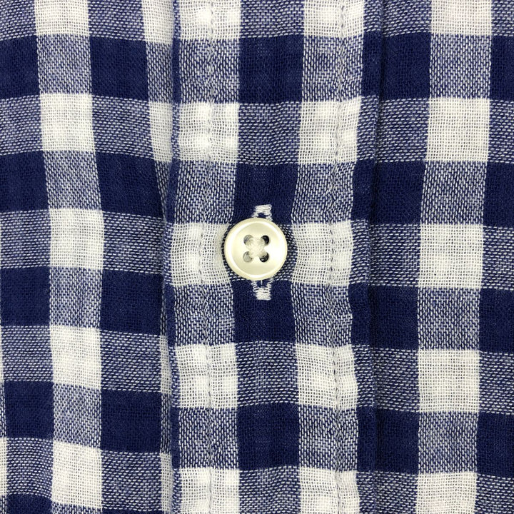 Ralph Lauren Gingham Check Long Sleeve Button-Down Check Shirt, Men's Size L cotton blue type Vintage Second Hand