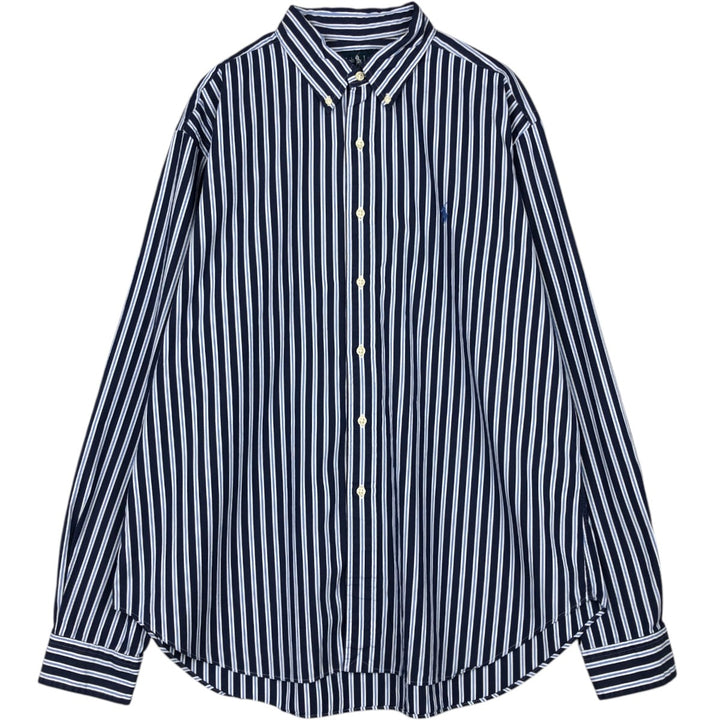 Ralph Lauren Classic Fit Long Sleeve Button Down Striped Shirt Men's XL cotton navy blue type Vintage Second Hand