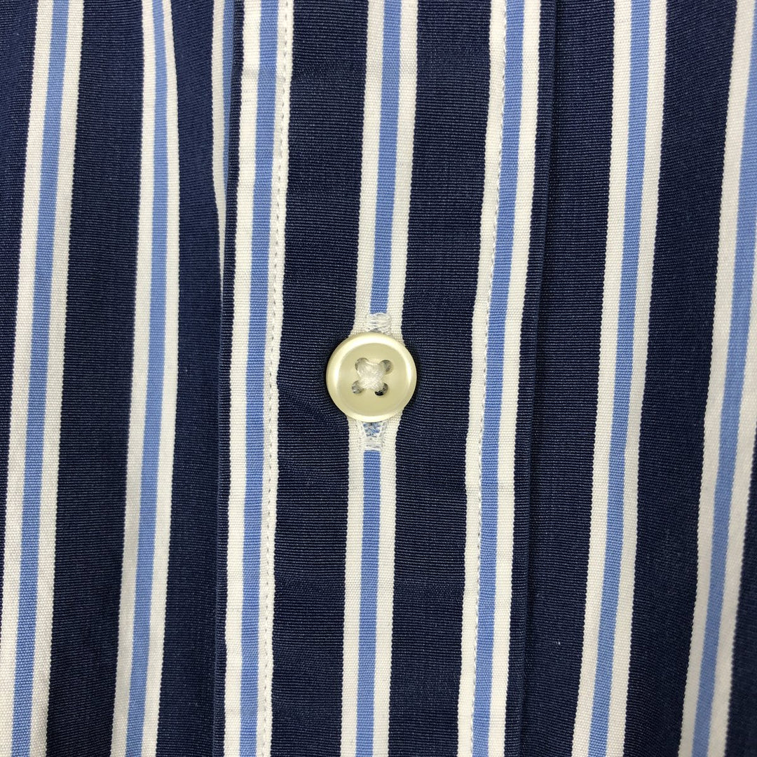 Ralph Lauren Classic Fit Long Sleeve Button Down Striped Shirt Men's XL cotton navy blue type Vintage Second Hand