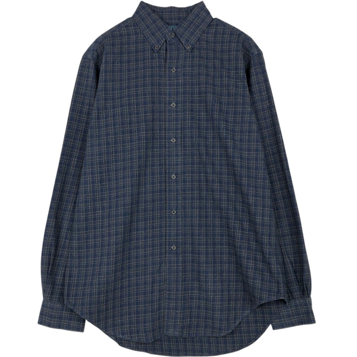 Ralph Lauren Classic Fit Long Sleeve Button Down Check Shirt Men's M cotton navy blue type Vintage Second Hand
