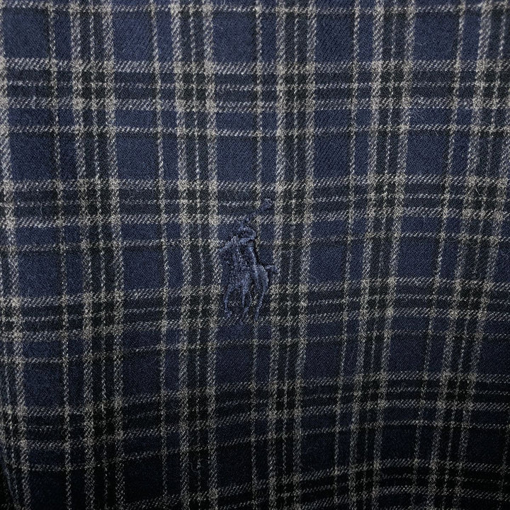 Ralph Lauren Classic Fit Long Sleeve Button Down Check Shirt Men's M cotton navy blue type Vintage Second Hand