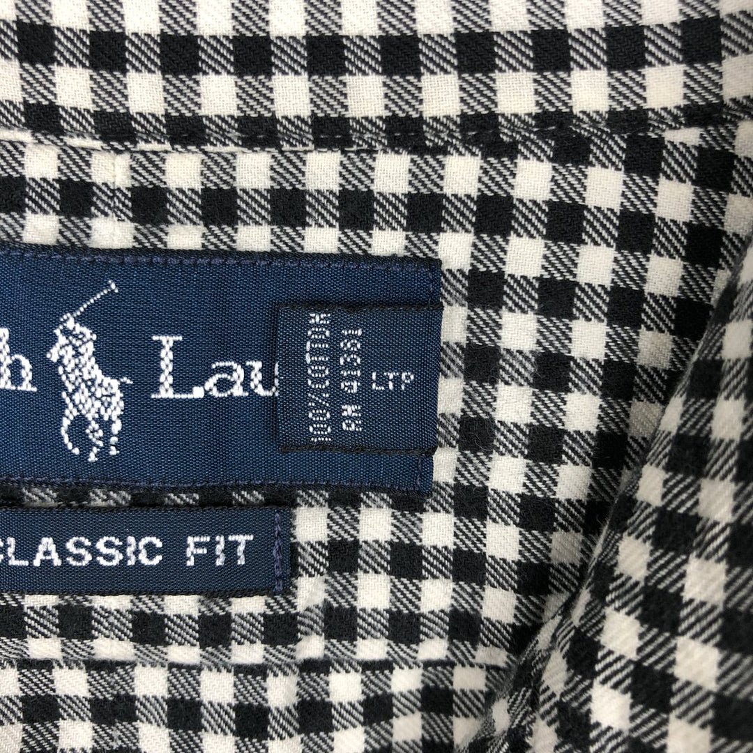 Ralph Lauren Classic Fit Gingham Check Long Sleeve Button Down Check Shirt Men's Size L cotton black type Vintage Second Hand