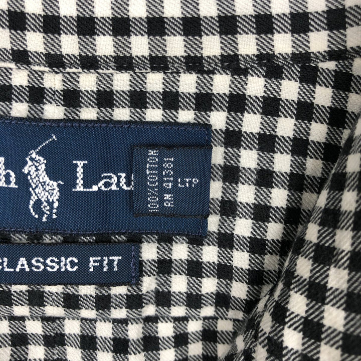 Ralph Lauren Classic Fit Gingham Check Long Sleeve Button Down Check Shirt Men's Size L cotton black type Vintage Second Hand
