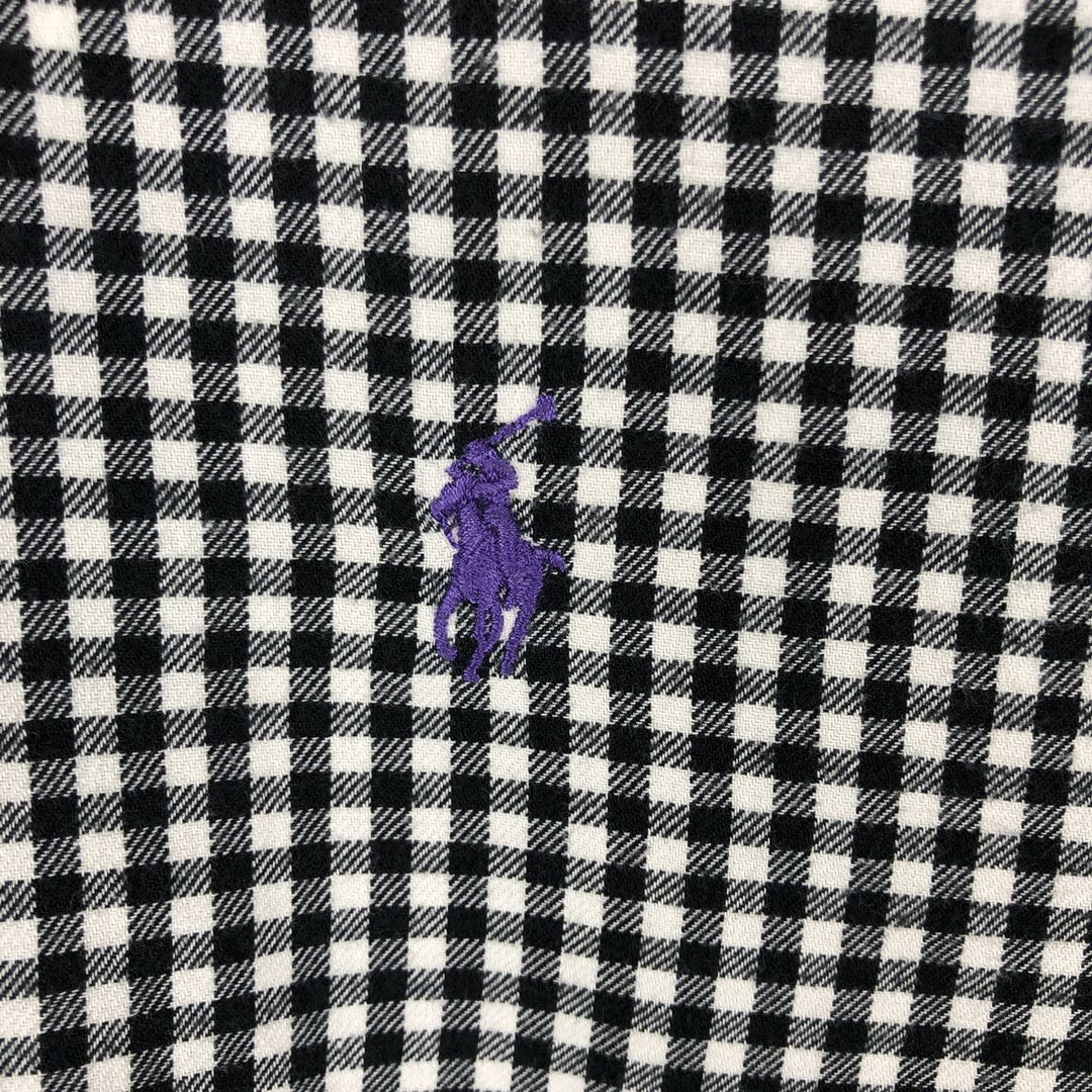 Ralph Lauren Classic Fit Gingham Check Long Sleeve Button Down Check Shirt Men's Size L cotton black type Vintage Second Hand