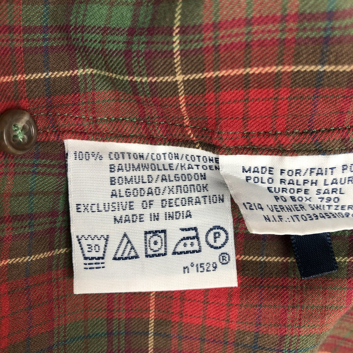Ralph Lauren CUSTOM FIT long sleeve button down check shirt men's size M cotton red type Vintage Second Hand