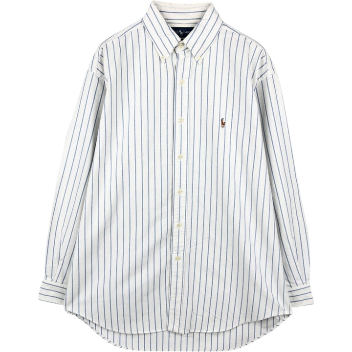 Ralph Lauren BLAKE long sleeve button down striped shirt, men's size M cotton white type Vintage Second Hand