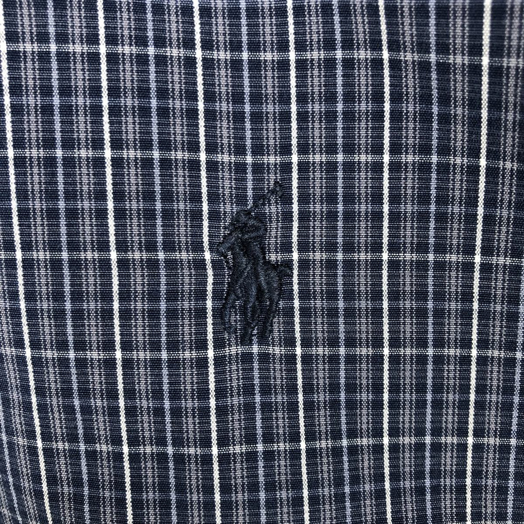 Ralph Lauren BLAKE long sleeve button down check shirt, men's size L cotton navy blue type Vintage Second Hand