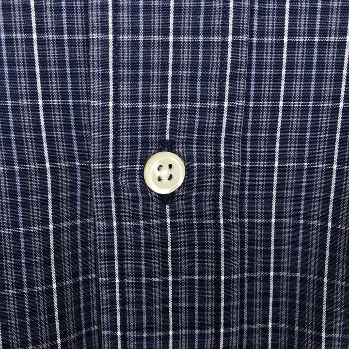 Ralph Lauren BLAKE long sleeve button down check shirt, men's size L cotton navy blue type Vintage Second Hand