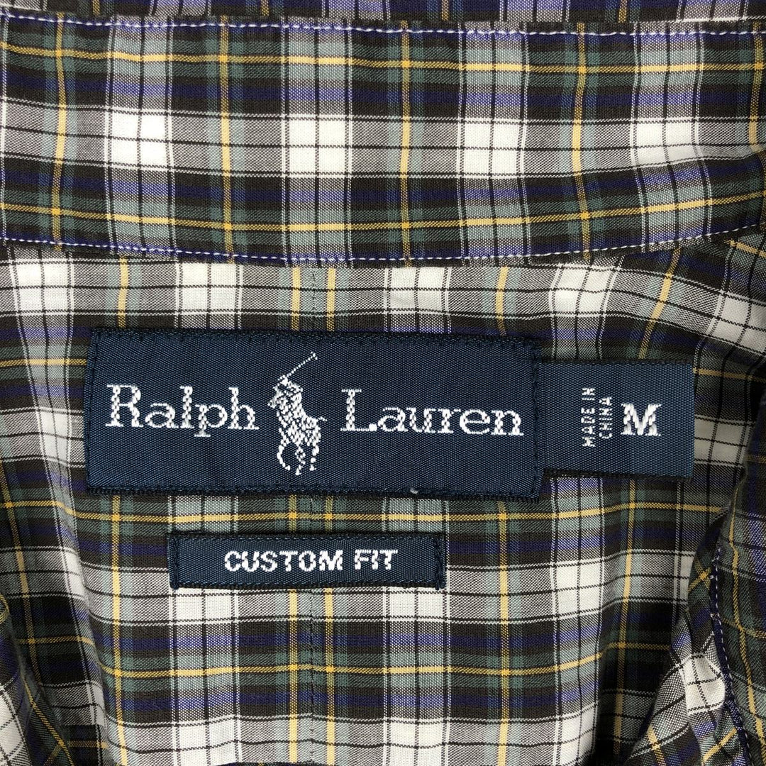 Ralph Lauren CUSTOM FIT long sleeve button down check shirt men's size M cotton green type Vintage Second Hand