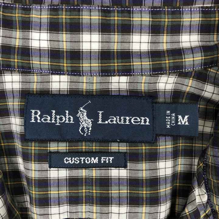 Ralph Lauren CUSTOM FIT long sleeve button down check shirt men's size M cotton green type Vintage Second Hand