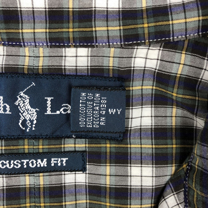 Ralph Lauren CUSTOM FIT long sleeve button down check shirt men's size M cotton green type Vintage Second Hand