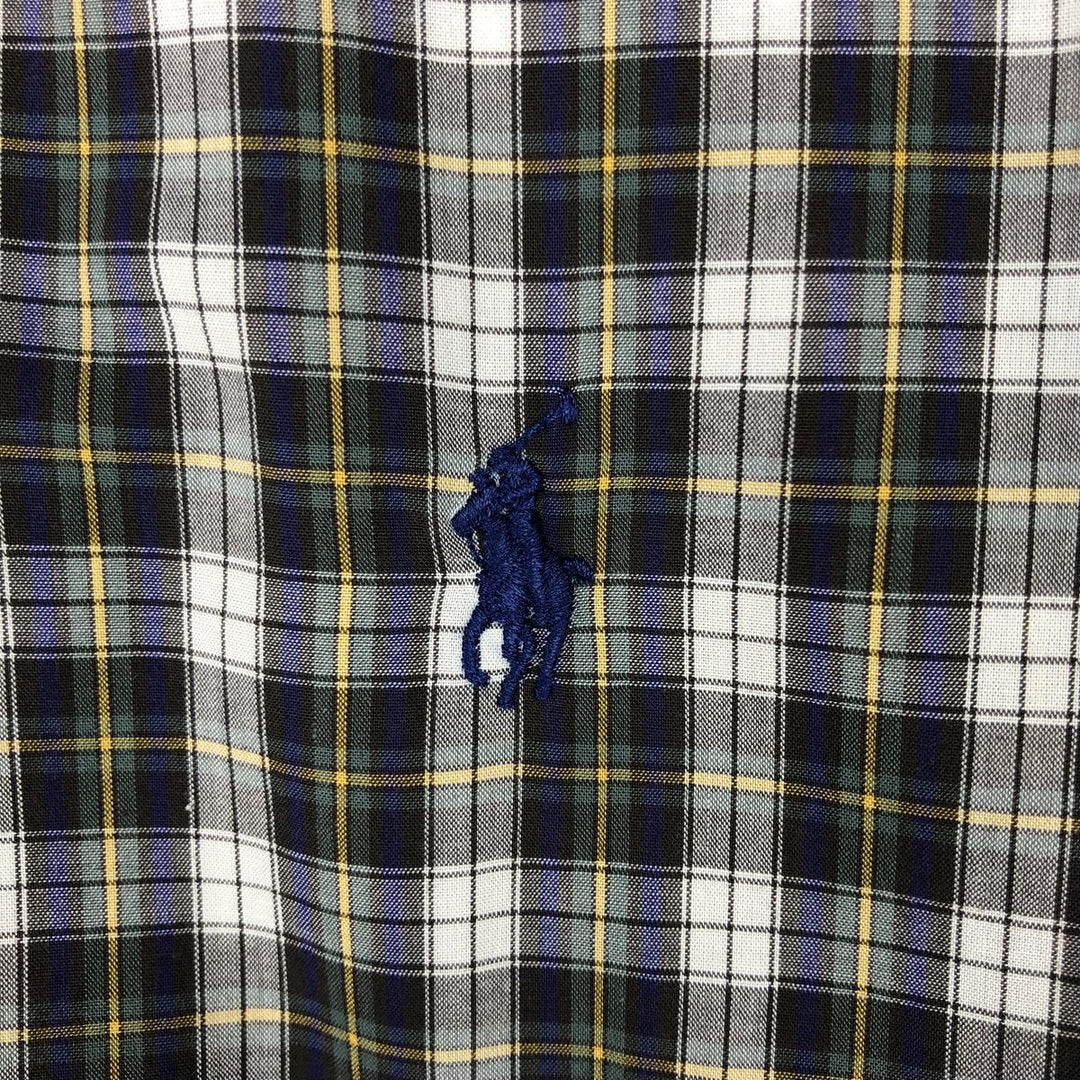 Ralph Lauren CUSTOM FIT long sleeve button down check shirt men's size M cotton green type Vintage Second Hand