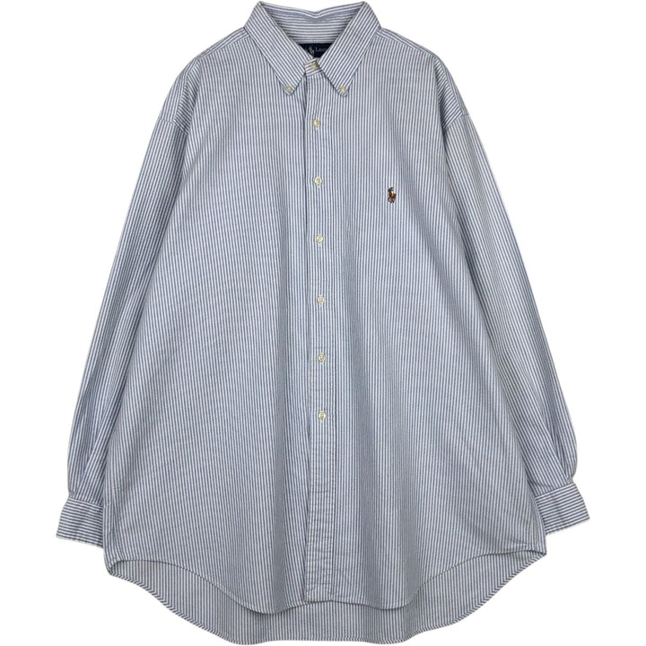 Ralph Lauren YARMOUTH Long Sleeve Button-Down Striped Shirt, Men's XL cotton Blue type light blue Vintage Second Hand