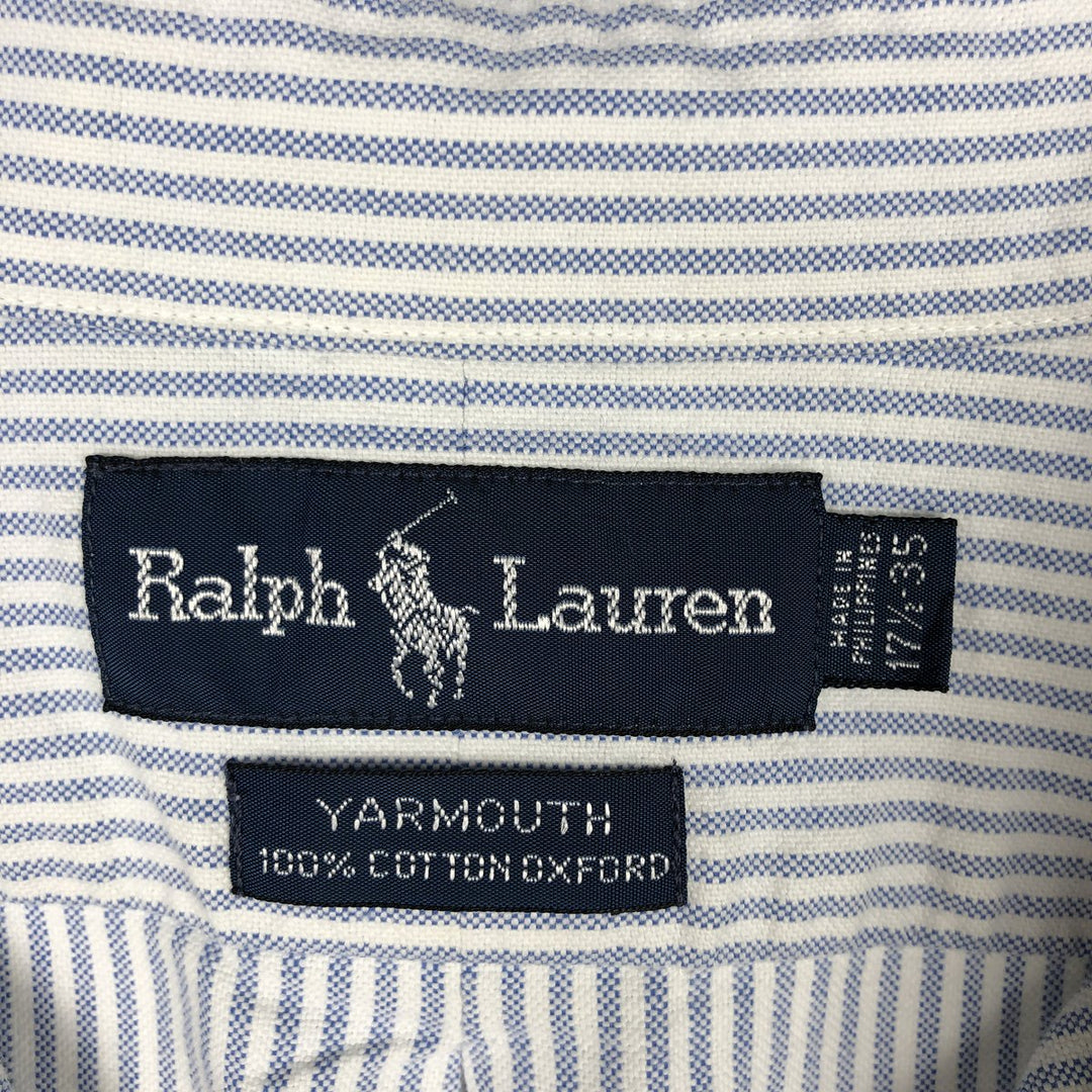 Ralph Lauren YARMOUTH Long Sleeve Button-Down Striped Shirt, Men's XL cotton Blue type light blue Vintage Second Hand