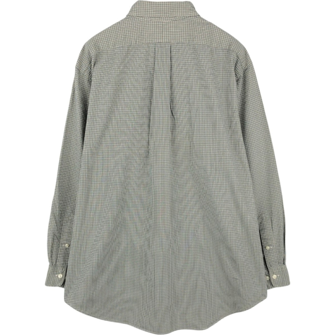 Ralph Lauren YARMOUTH Long Sleeve Button-Down Check Shirt, Men's Size L cotton green type yellow green Vintage Second Hand