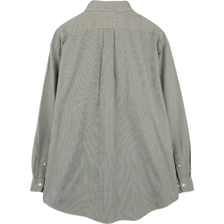 Ralph Lauren YARMOUTH Long Sleeve Button-Down Check Shirt, Men's Size L cotton green type yellow green Vintage Second Hand
