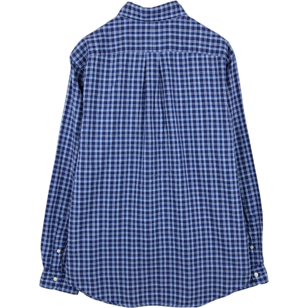 Ralph Lauren RALPH LAUREN long-sleeved button-down check shirt, men's size L unclear blue type Vintage Second Hand