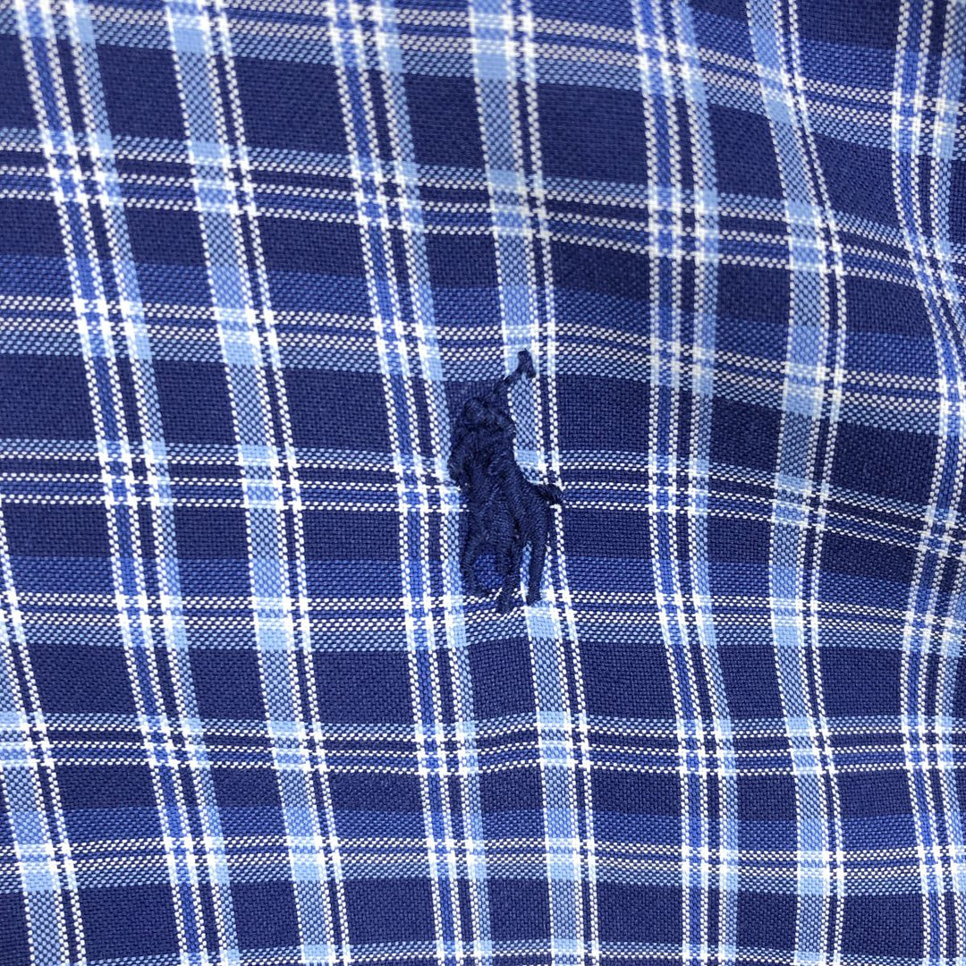 Ralph Lauren RALPH LAUREN long-sleeved button-down check shirt, men's size L unclear blue type Vintage Second Hand