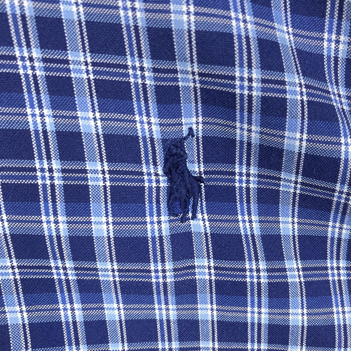 Ralph Lauren RALPH LAUREN long-sleeved button-down check shirt, men's size L unclear blue type Vintage Second Hand
