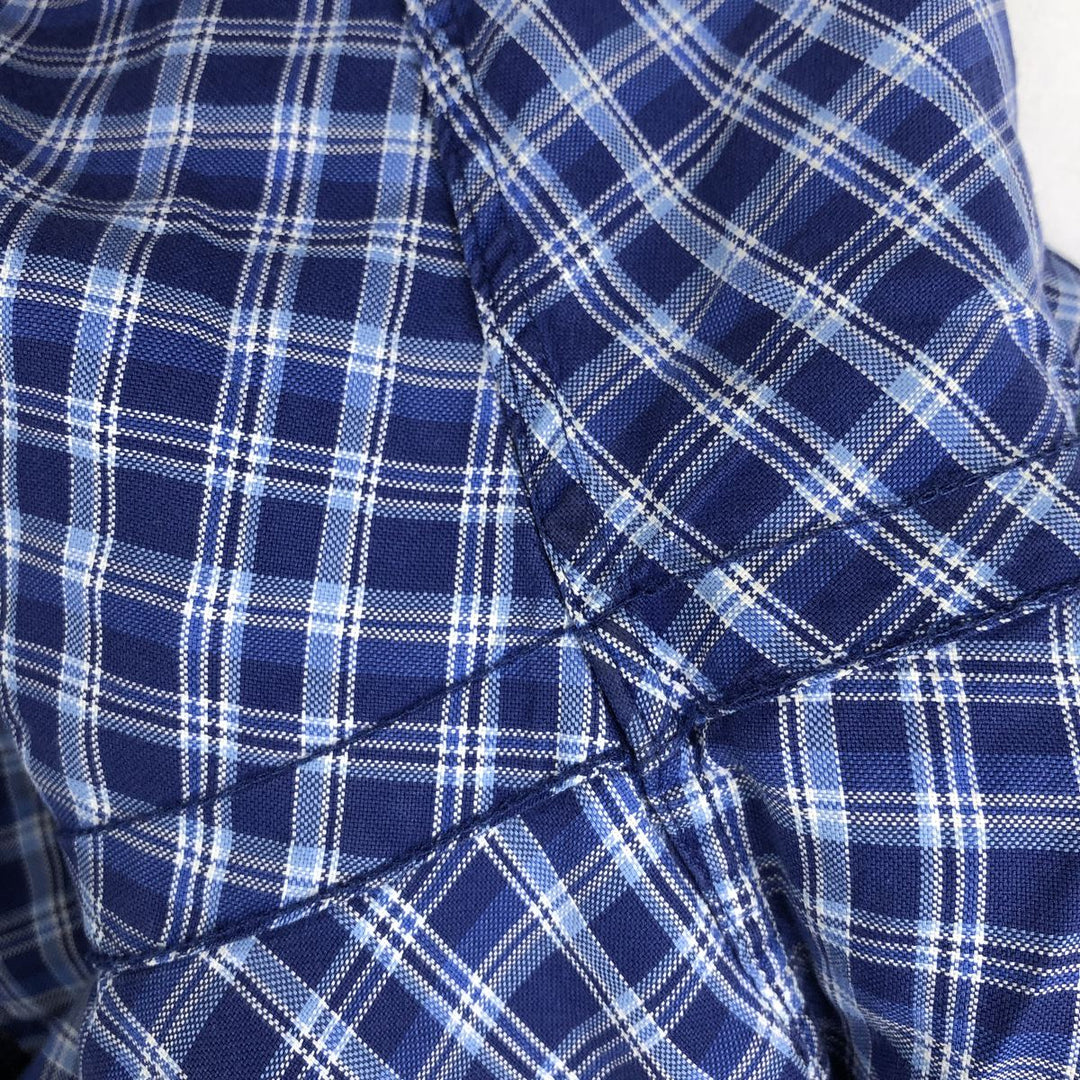 Ralph Lauren RALPH LAUREN long-sleeved button-down check shirt, men's size L unclear blue type Vintage Second Hand