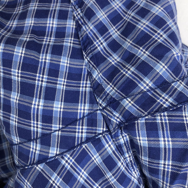 Ralph Lauren RALPH LAUREN long-sleeved button-down check shirt, men's size L unclear blue type Vintage Second Hand