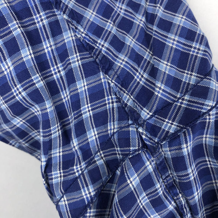 Ralph Lauren RALPH LAUREN long-sleeved button-down check shirt, men's size L unclear blue type Vintage Second Hand
