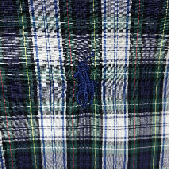 Ralph Lauren long sleeve button down check shirt, men's size L cotton navy blue type Vintage Second Hand