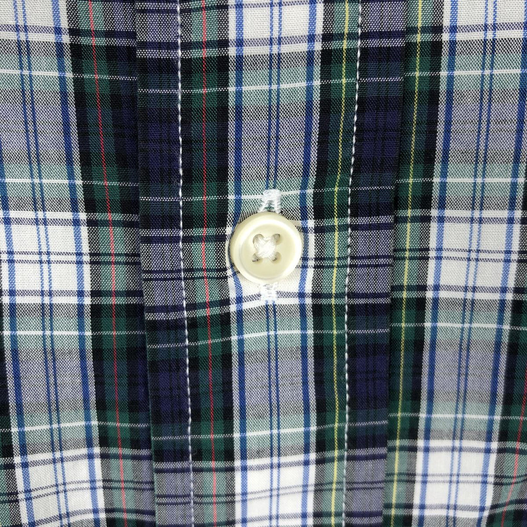 Ralph Lauren long sleeve button down check shirt, men's size L cotton navy blue type Vintage Second Hand