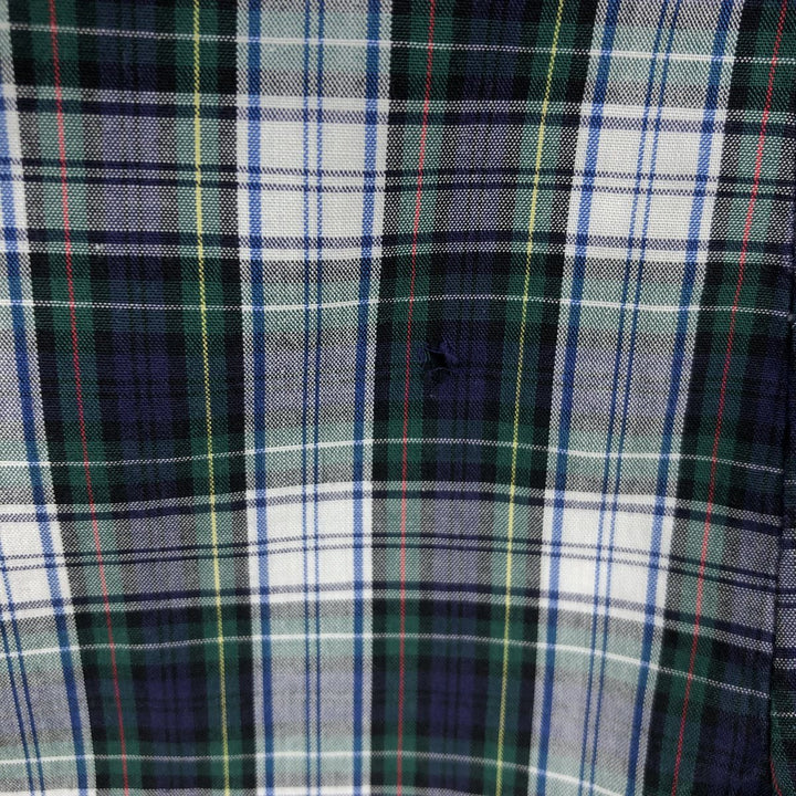 Ralph Lauren long sleeve button down check shirt, men's size L cotton navy blue type Vintage Second Hand