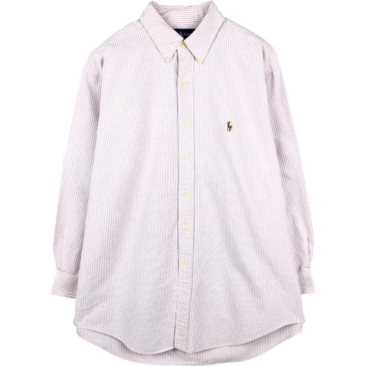 Ralph Lauren YARMOUTH Long Sleeve Button-Down Striped Shirt, Men's Size L cotton pink type Vintage Second Hand